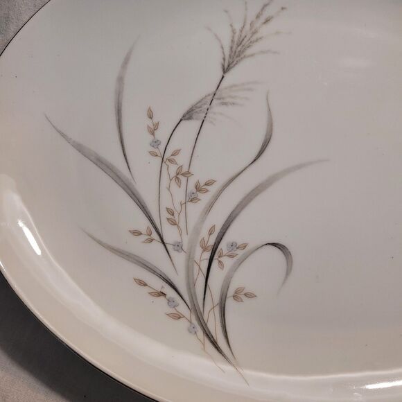 Castlecourt Fine China Japan Oval Platter Wheat Spray Silver Trim - Picture 2 of 6